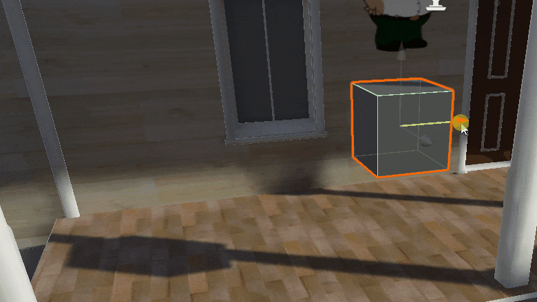 A grey cube with a static shadow moving back and forth in Unity.