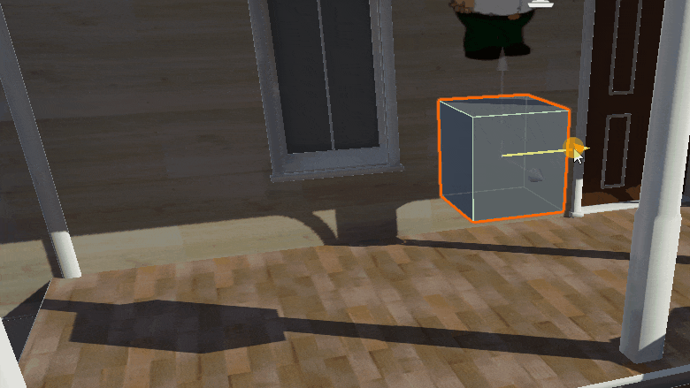 A grey cube with a dynamic shadow moving back and forth in Unity.