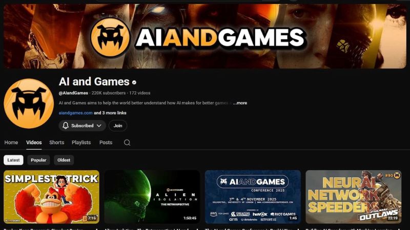 AI and Games YouTube channel