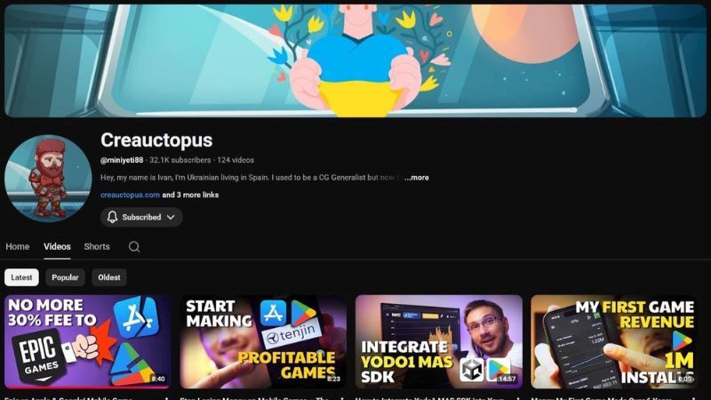 Creauctopus YouTube channel