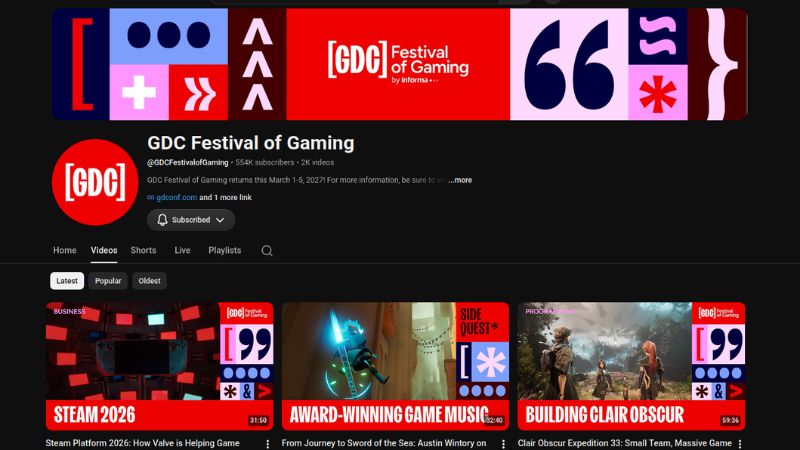 GDC Festival of Gaming YouTube channel