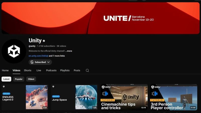Unity YouTube channel