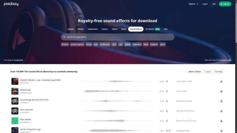 Free audio on Pixabay