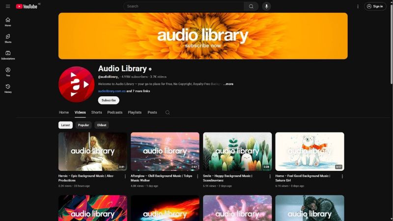 Free audio on YouTube