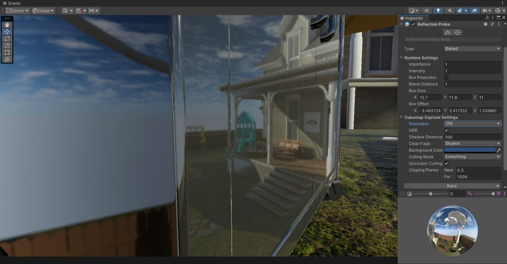 Good reflections from a shiny silver grill in Unity.